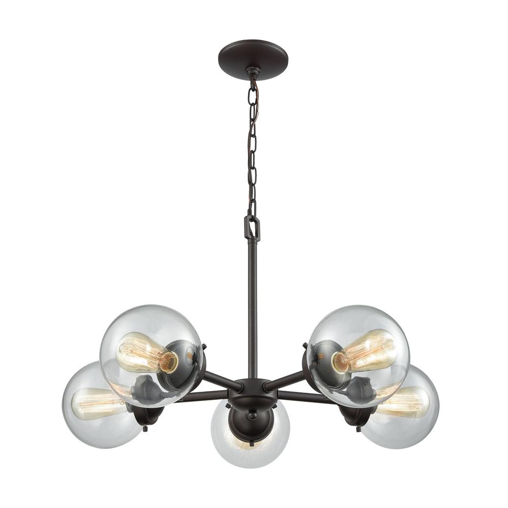 Hampton Bay Renae 5 Light Oil Rubbed Bronze Chandelier With Amber Beckett 5 Light Oil Rubbed Bronze Chandelier With Clear Glass Shades