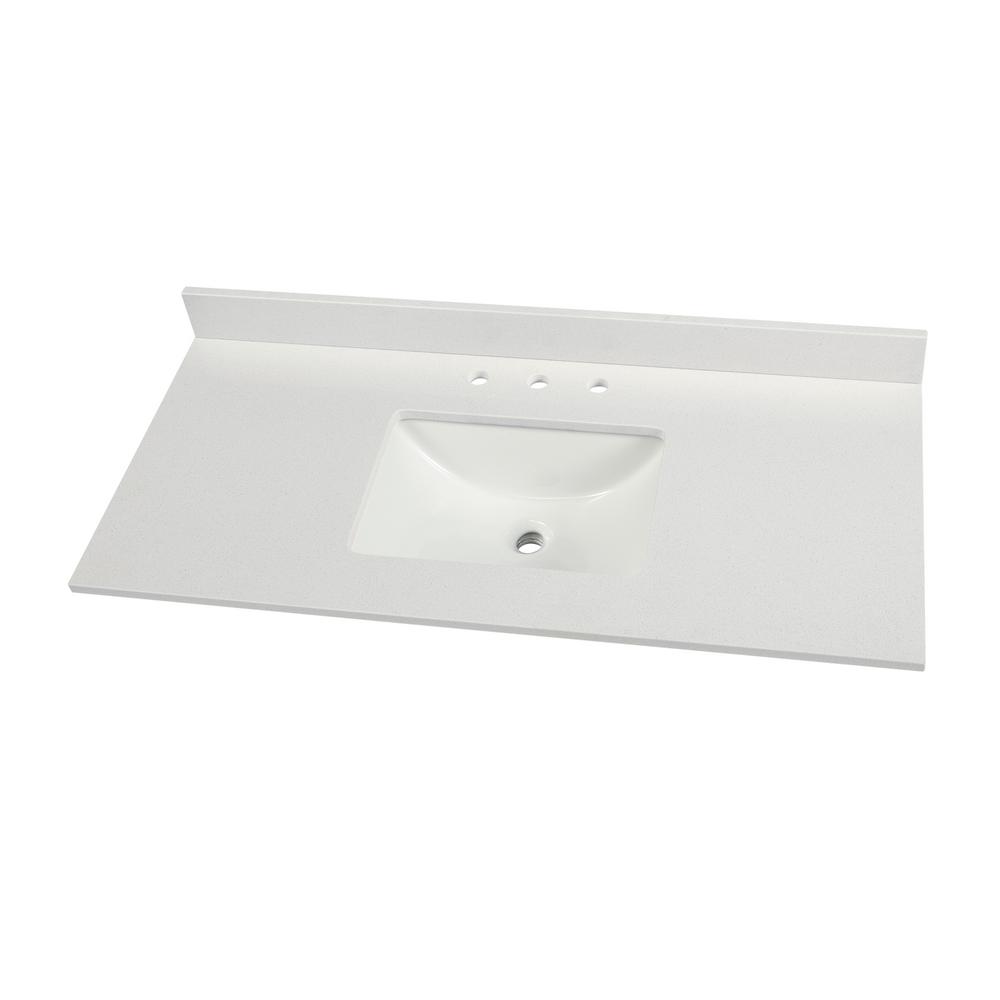 Home Decorators Collection 49 in. W x 22 in. D Engineered Marble Vanity Top in Snowstorm with White Single Trough Basin