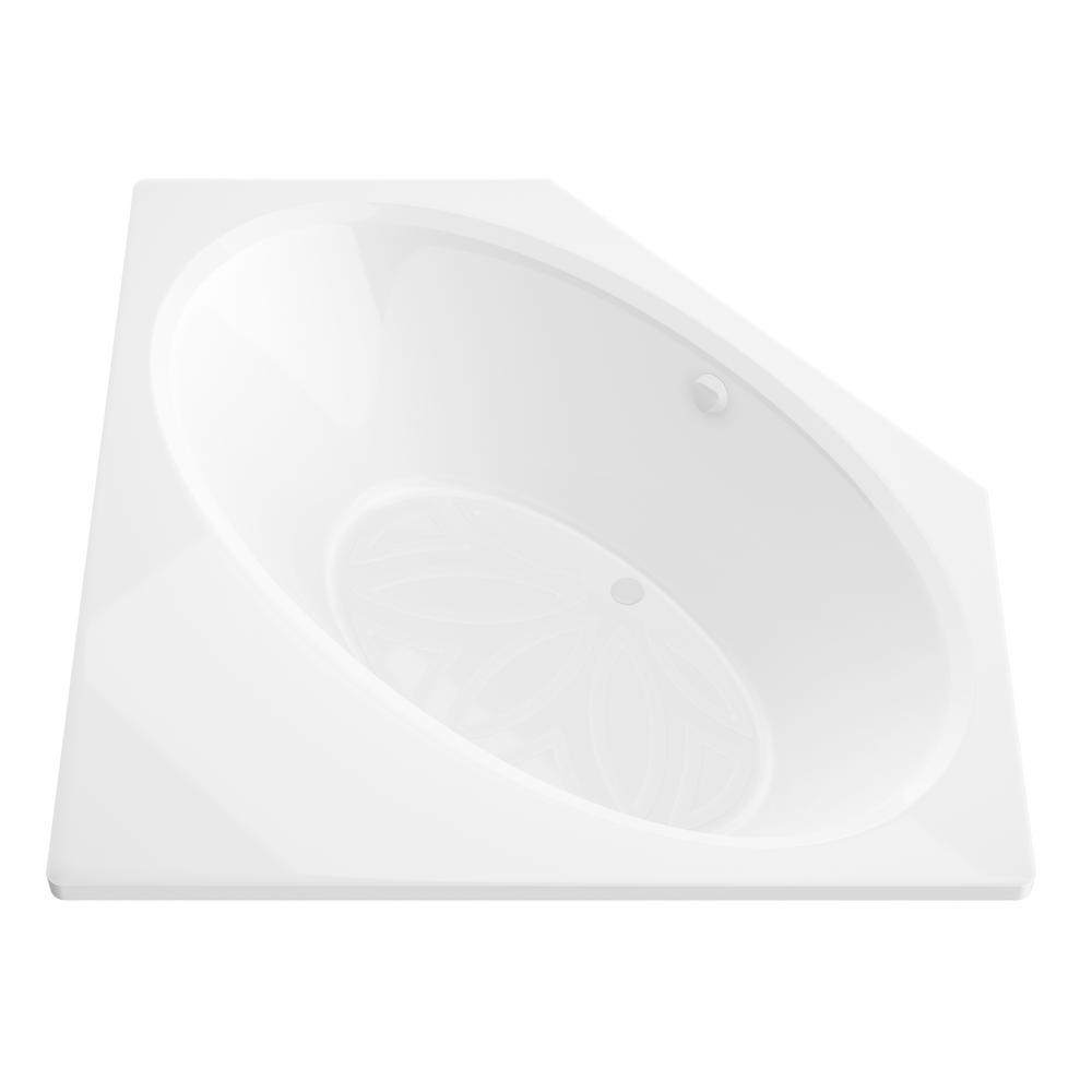 Kohler Tercet 5 Ft Center Drain Corner Alcove Bathtub In White K 1161 La 0 The Home Depot