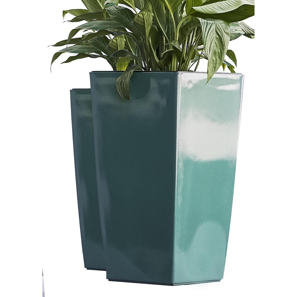 X Brand Xbrand 22 In Tall Turquoise Plastic Nested Self Watering Indoor Outdoor Square Planter Pot Set Of 2 Pl3509tur The Home Depot