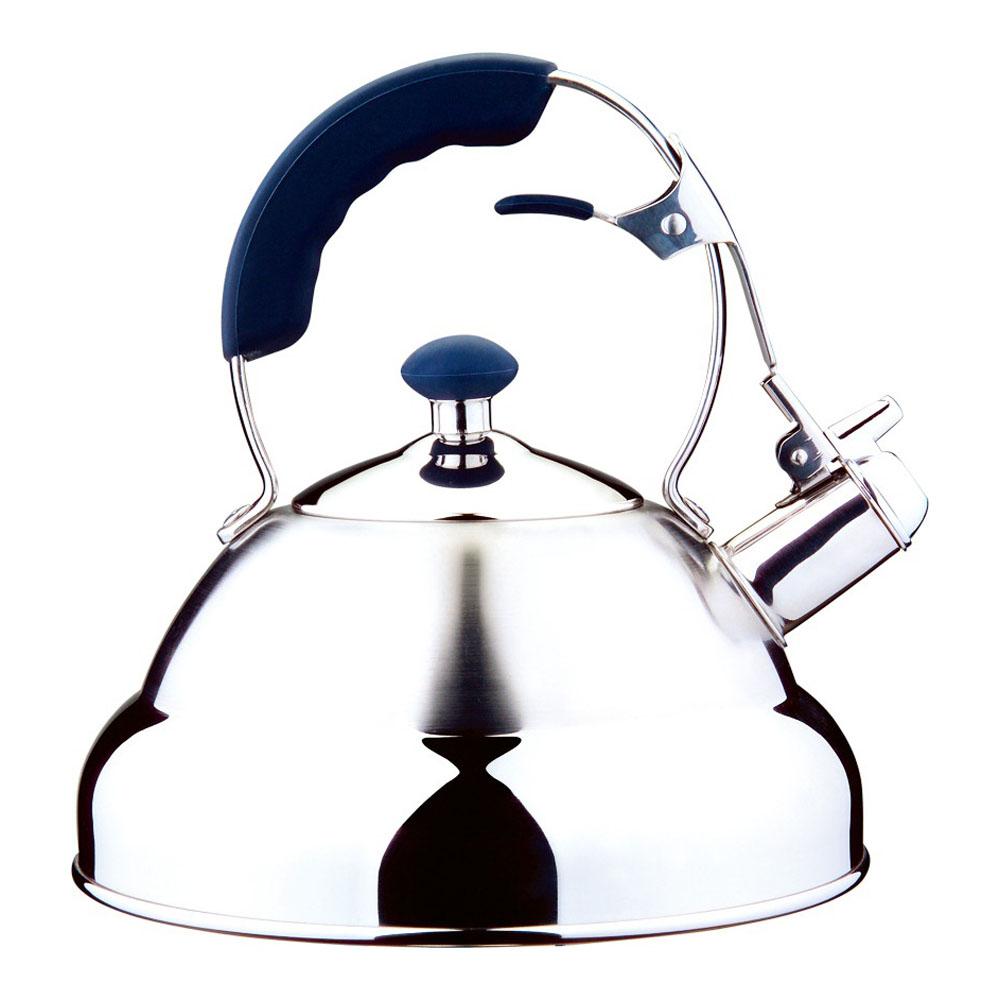 1829 Carl Schmidt Sohn Aquatic 20-Cup Stainless Steel Whistling Tea Kettle, Silver/Silver