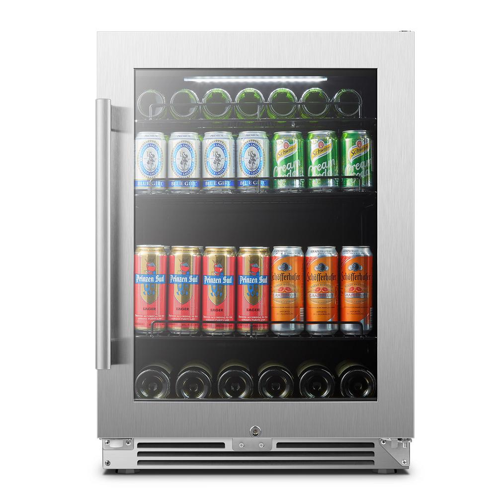 LANBO 25 in. 18-Bottle 55-Can Stainless Steel Dual Zone Combo Wine and