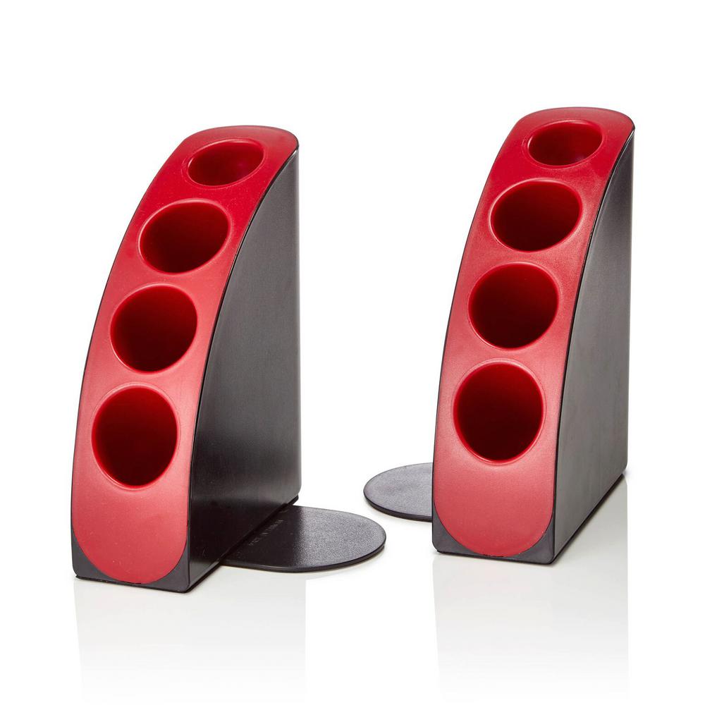 Smart Red Quarter Bookend Desk Organizer