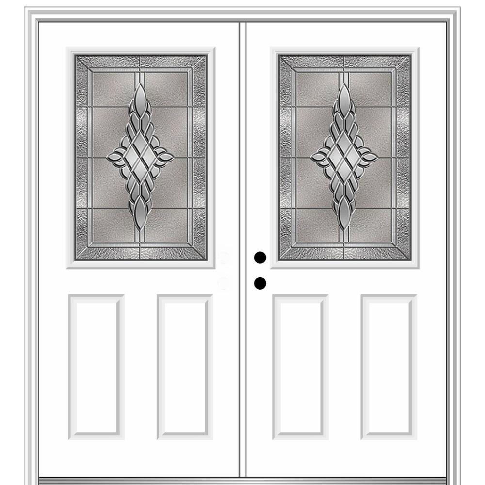 Mmi Door 72 In X 80 In Grace Right Hand Inswing 1 2 Lite 2 Panel Decorative Primed Steel