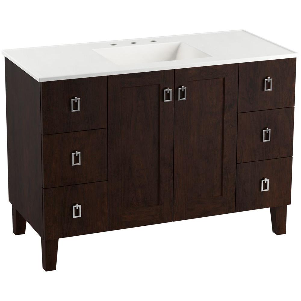 KOHLER Poplin 48 in. Vanity in Claret Suede with Vitreous China Vanity