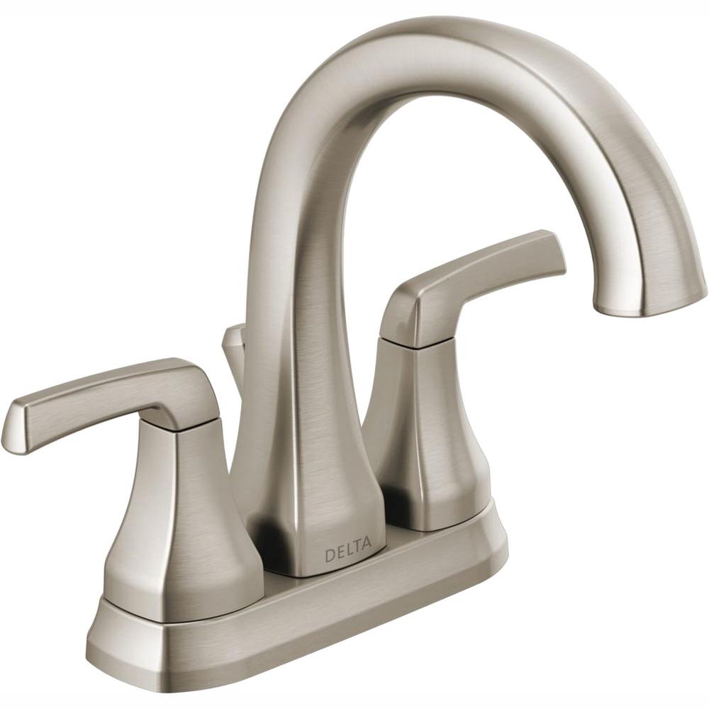 Delta Portwood 4 In Centerset 2 Handle, Bathroom Faucets Brushed Nickel