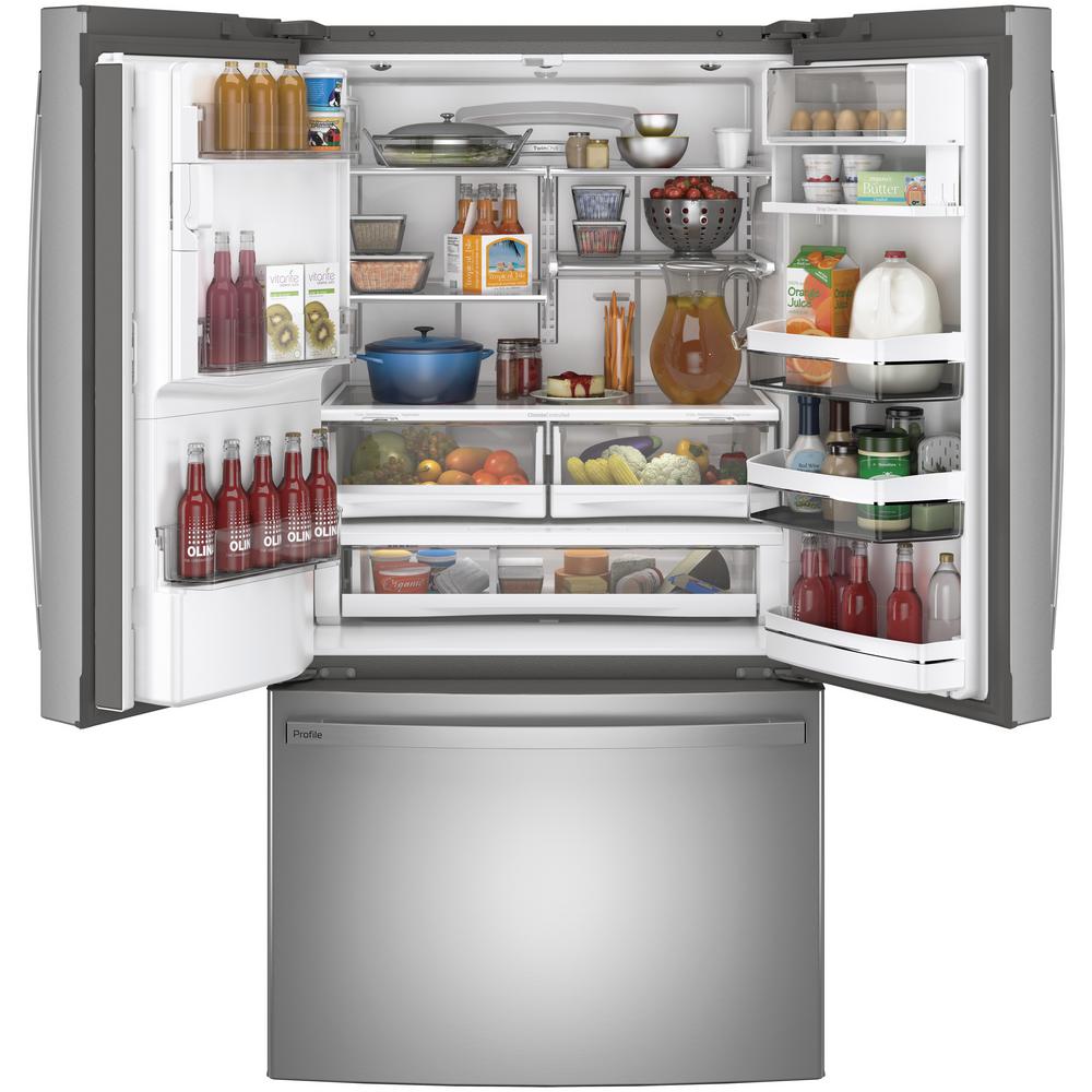 Ge 26 7 Cu Ft French Door Refrigerator Gfe27gsdss French Door Refrigerator French Doors Stainless Steel Refrigerator