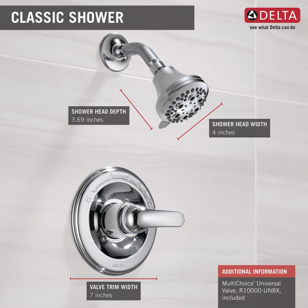 Delta Classic SingleHandle 5Spray Shower Faucet in Chrome (Valve