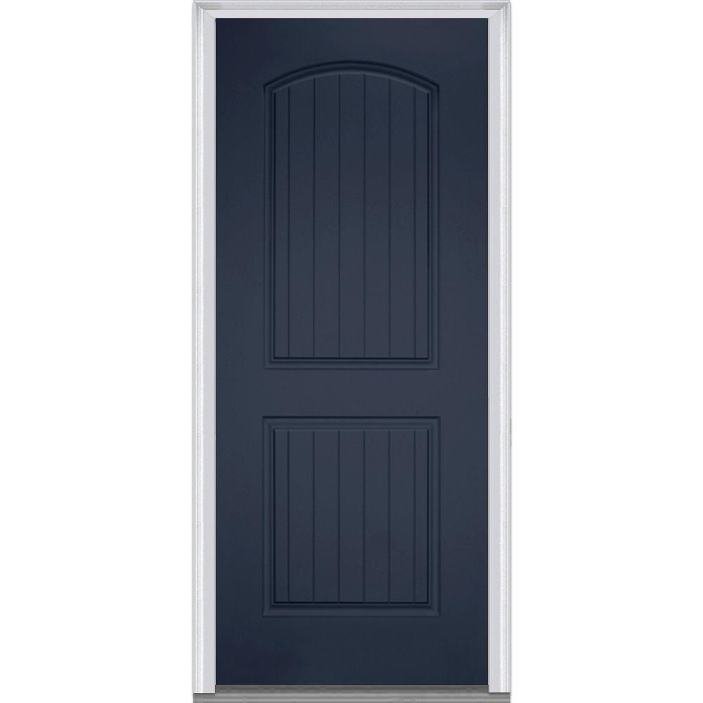 MMI Door 36 In. X 80 In. Right-Hand Inswing 2-Panel Archtop Planked ...