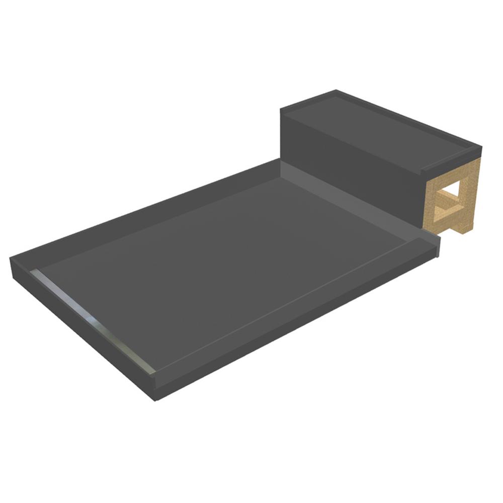 Base'N Bench 32 in. x 60 in. Single Threshold Shower Base and Bench Kit with Left Drain and