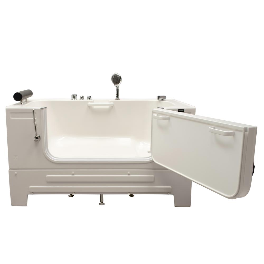 Homeward Bath Neptune 59 In Walk In Soaking Bathtub In White With Right Drain Hy1342r The Home Depot