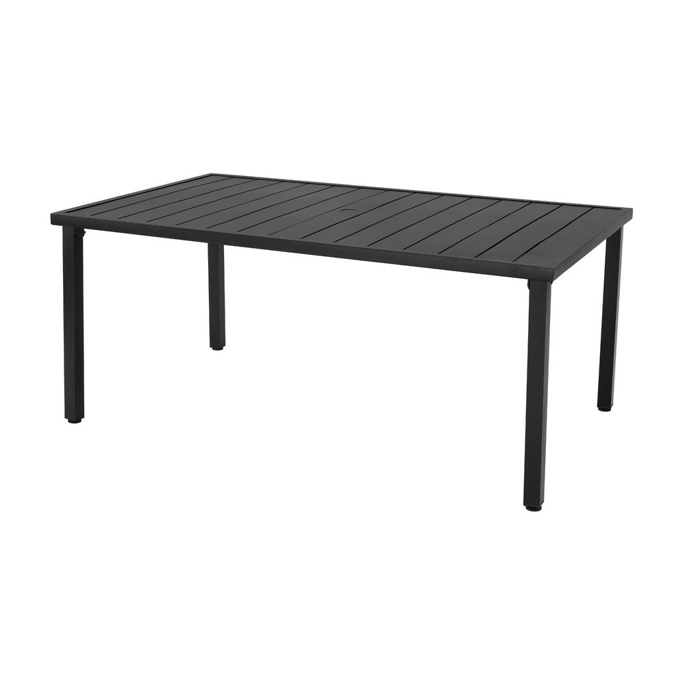 Hampton Bay High Garden Black Steel Rectangular Outdoor Patio Dining Table-GL-11-B-TBL - The Home Depot Hampton Bay High Garden Black Steel Rectangular Outdoor Patio Dining Table-GL-11-B-TBL - The Home Depot