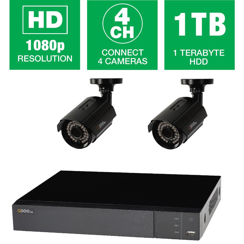 QSEE 4Channel 1080p 1TB Surveillance System and 2 HD Bullet Cameras