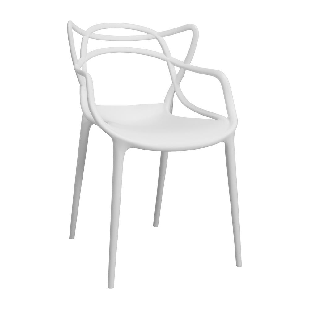 Mod Made Modern Plastic White Loop Dining Side Chair Set Of 2 Mm Pc 006 White The Home Depot