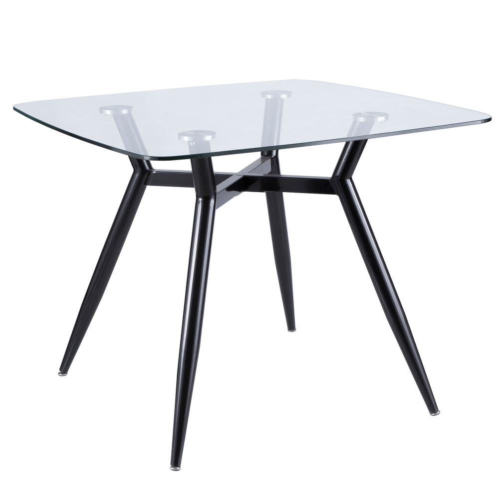 Lumisource Clara Black Metal And Clear Glass Square Dining Table Dt Lumisource Clara Black Metal And Clear Glass Square Dining Table