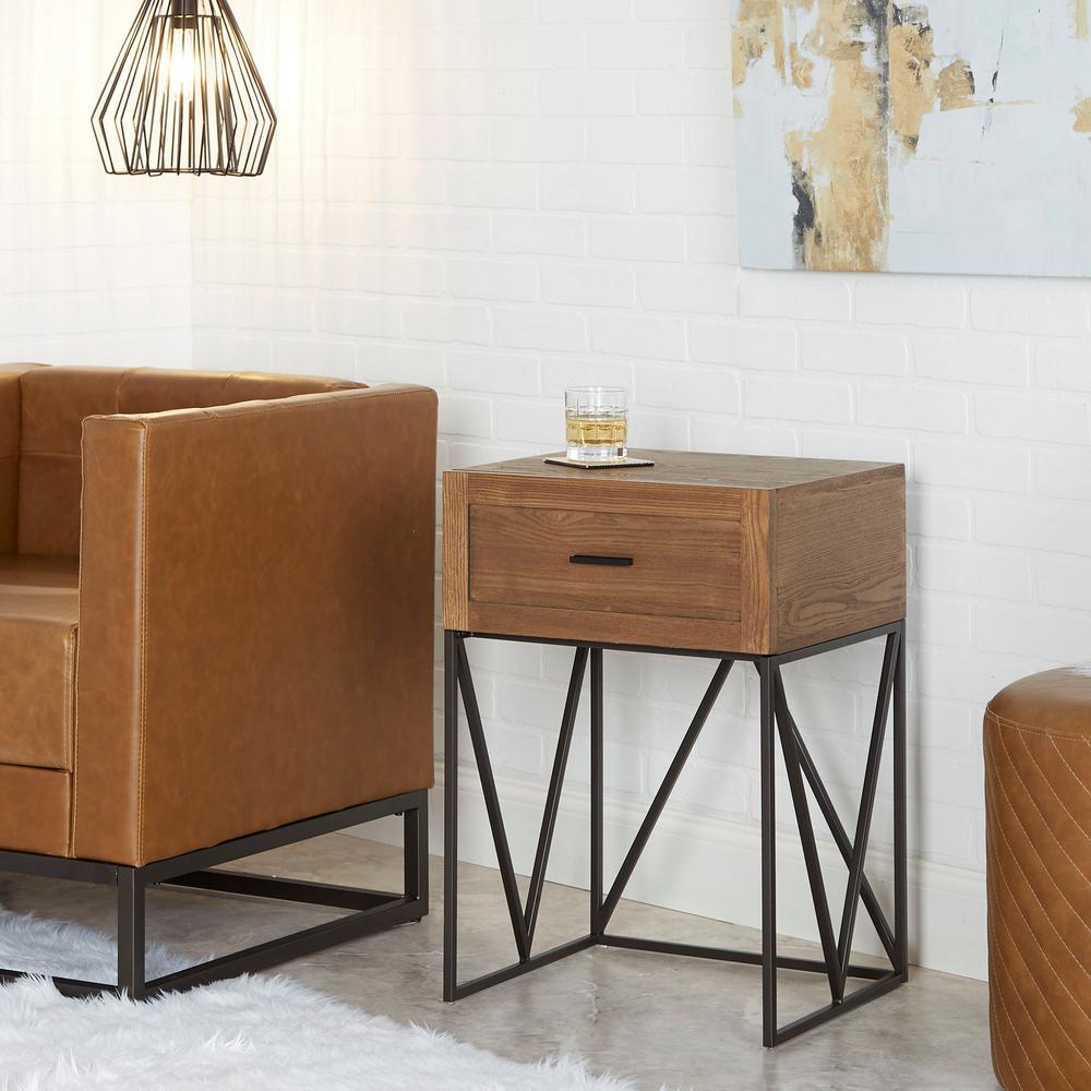 Silverwood Bowie Espresso And Metal Gray 1 Drawer Industrial Silverwood Bowie Espresso And Metal Gray 1 Drawer Industrial Truss Side Table