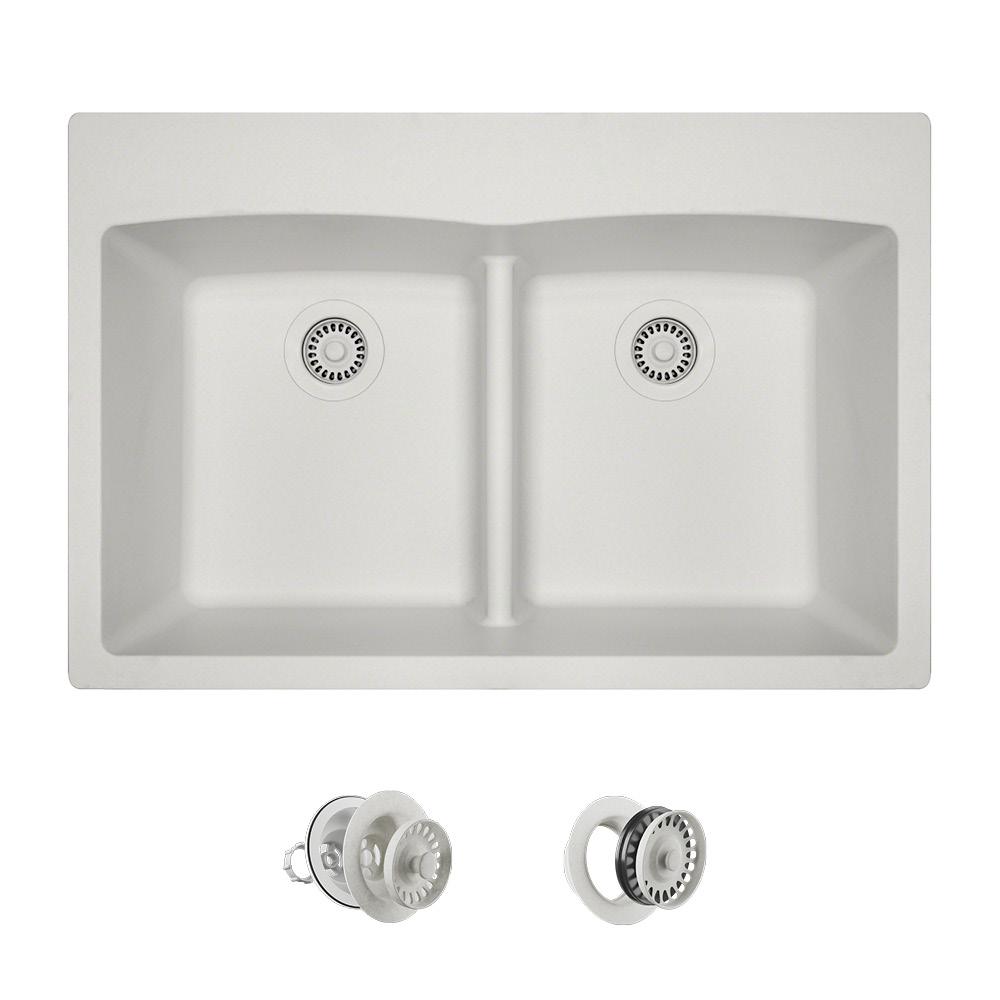 MR Direct AllinOne Dropin Granite Composite 33 in. 5Hole LowDivide