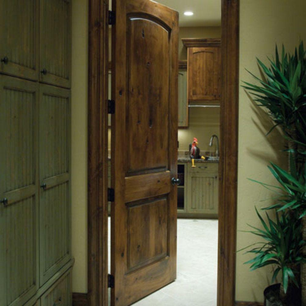 Krosswood Doors 32 In X 96 In Rustic Knotty Alder 2 Panel Top Rail Arch Solid Wood Right Hand Single Prehung Interior Door Ka 121 28 80 138 Rh The Home Depot