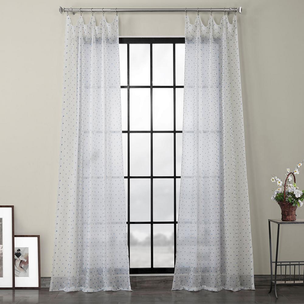 Exclusive Fabrics Furnishings Altair Blue Patterned Linen Sheer