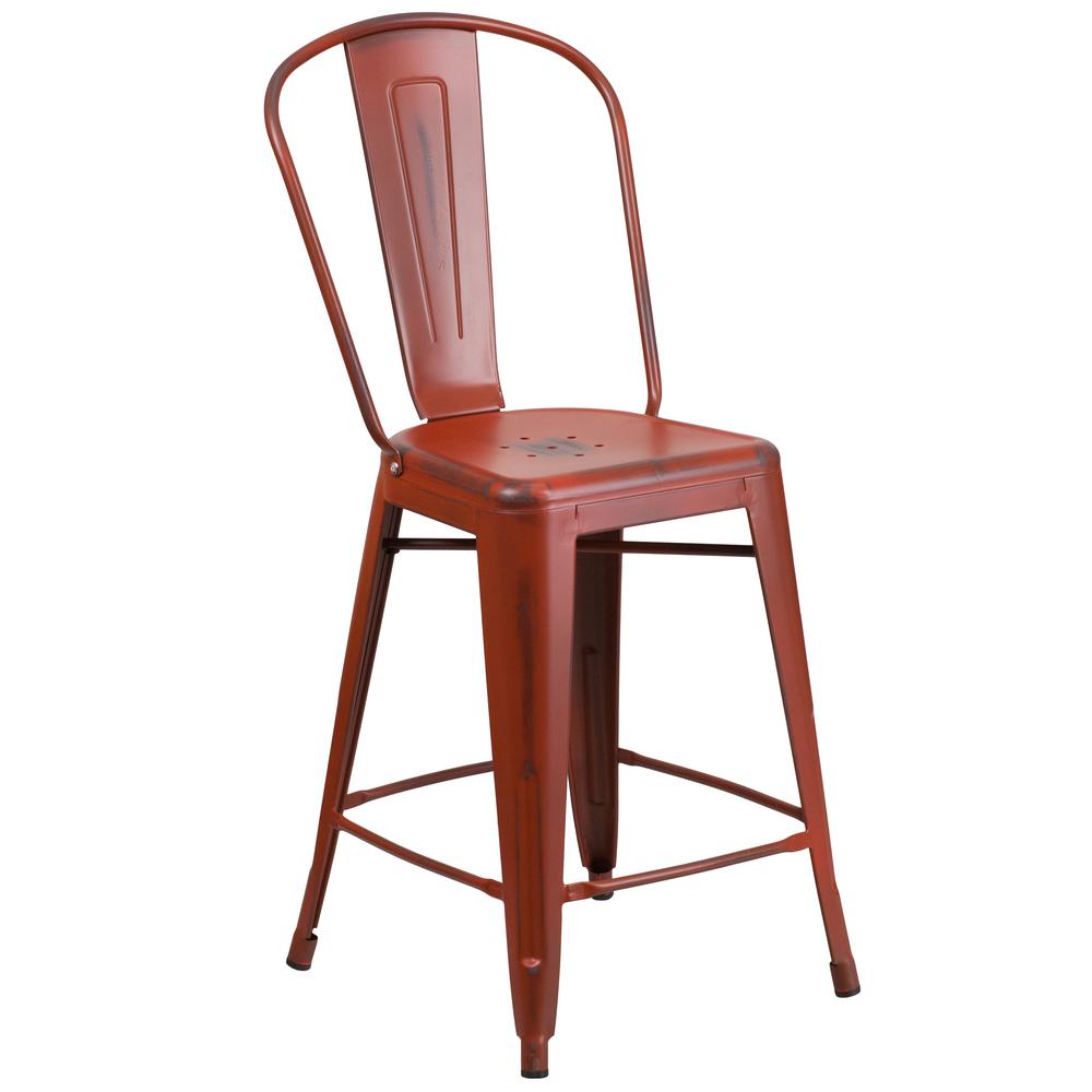Flash Furniture 24 In Distressed Red Bar Stool Et353424rd The Distressed Red Bar Stool