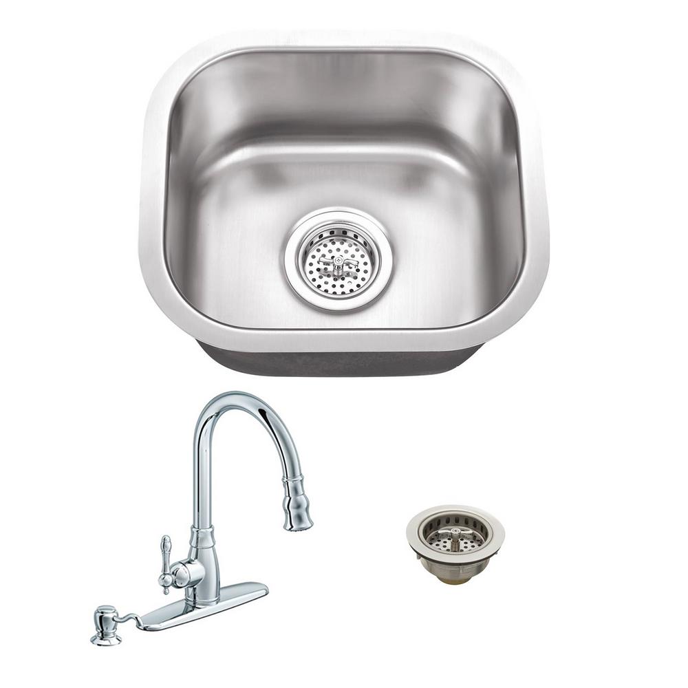 Ipt Sink Company All In One Undermount Stainless Steel 14 5 Ipt Sink Company All In One Undermount Stainless Steel 14 5 Single Bowl Kitchen With Polished Chrome Faucet
