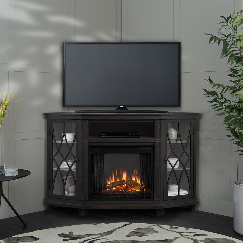 Real Flame Churchill 51 in. Corner Media Console Electric Fireplace in Dark Espresso3750EDE 