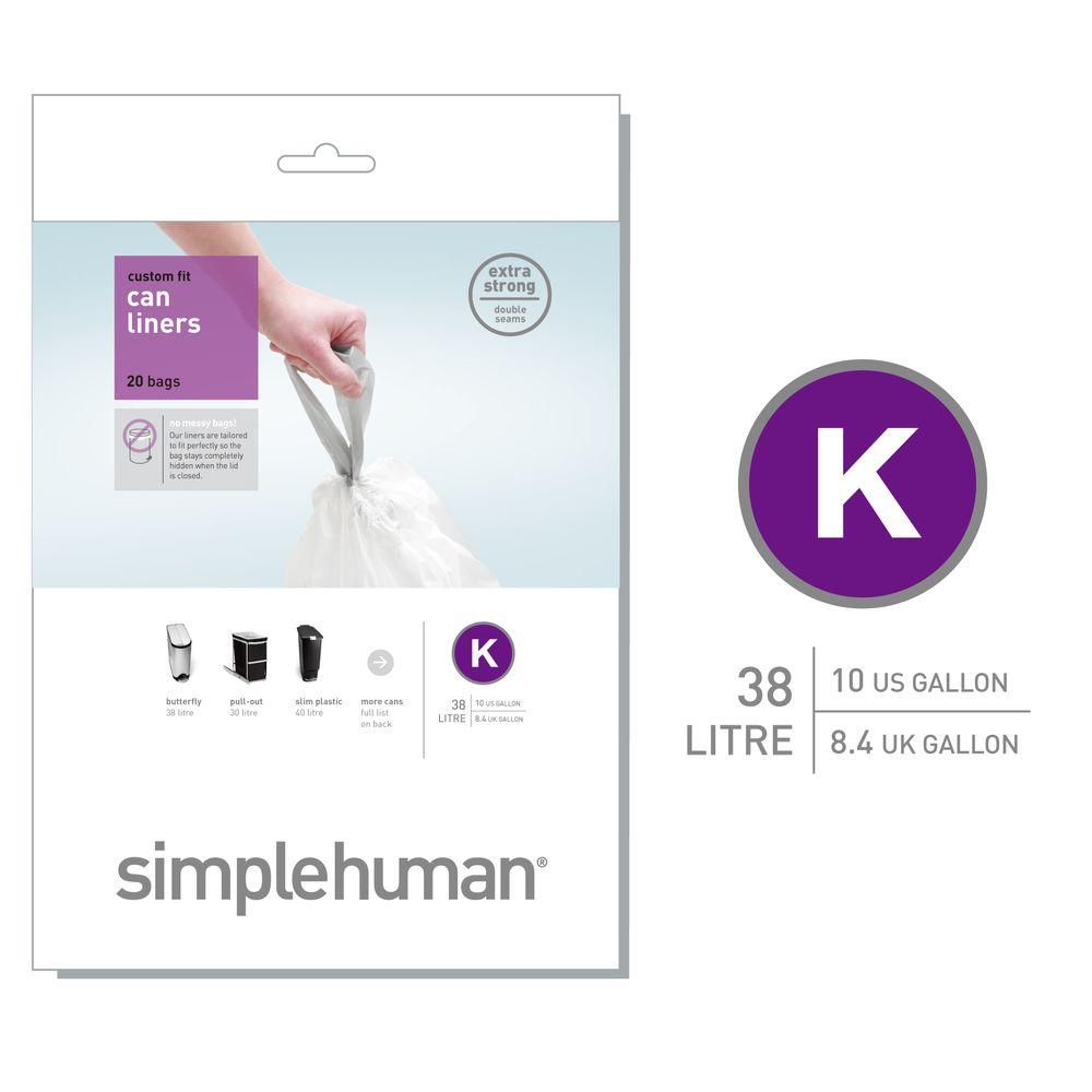 simplehuman 10.5 Gal. Custom Fit Trash Can Liner, Code J (60Count) (3