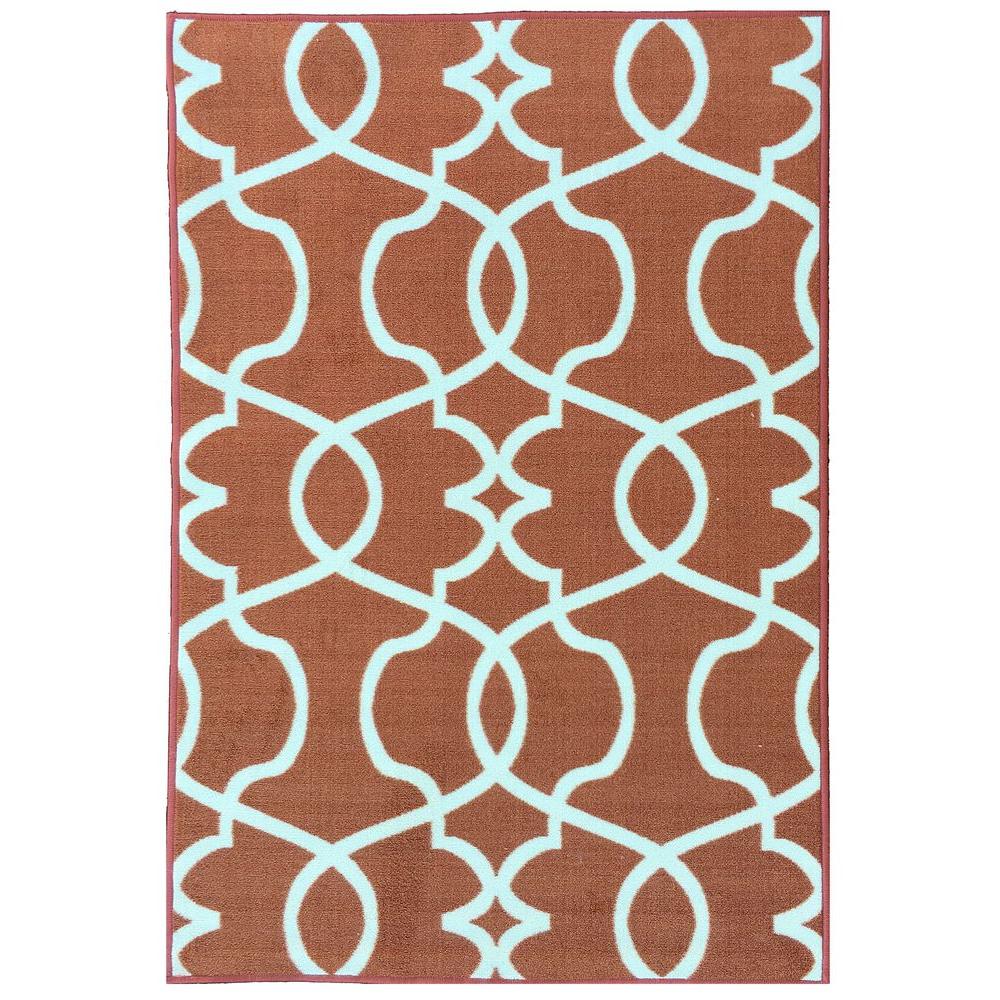 Berrnour Home Rose Collection Contemporary Geometric Trellis Design Berrnour Home Rose Collection Contemporary Geometric Trellis Design Orange 3 Ft X 5