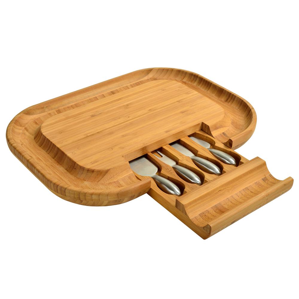 Malvern Deluxe Bamboo Cheese Board Set With 4 Tools Cb39 The Home Malvern Deluxe Bamboo Cheese Board Set With 4 Tools