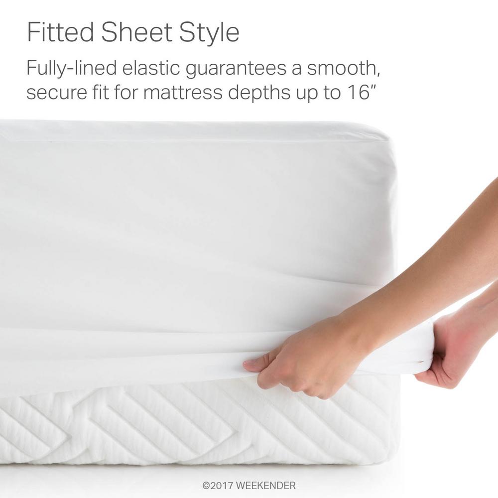 Weekender Mattress Pillow Protectors Bedding The Home Depot Hotel Grade White 5 Sided Jersey Queen Mattress Protector