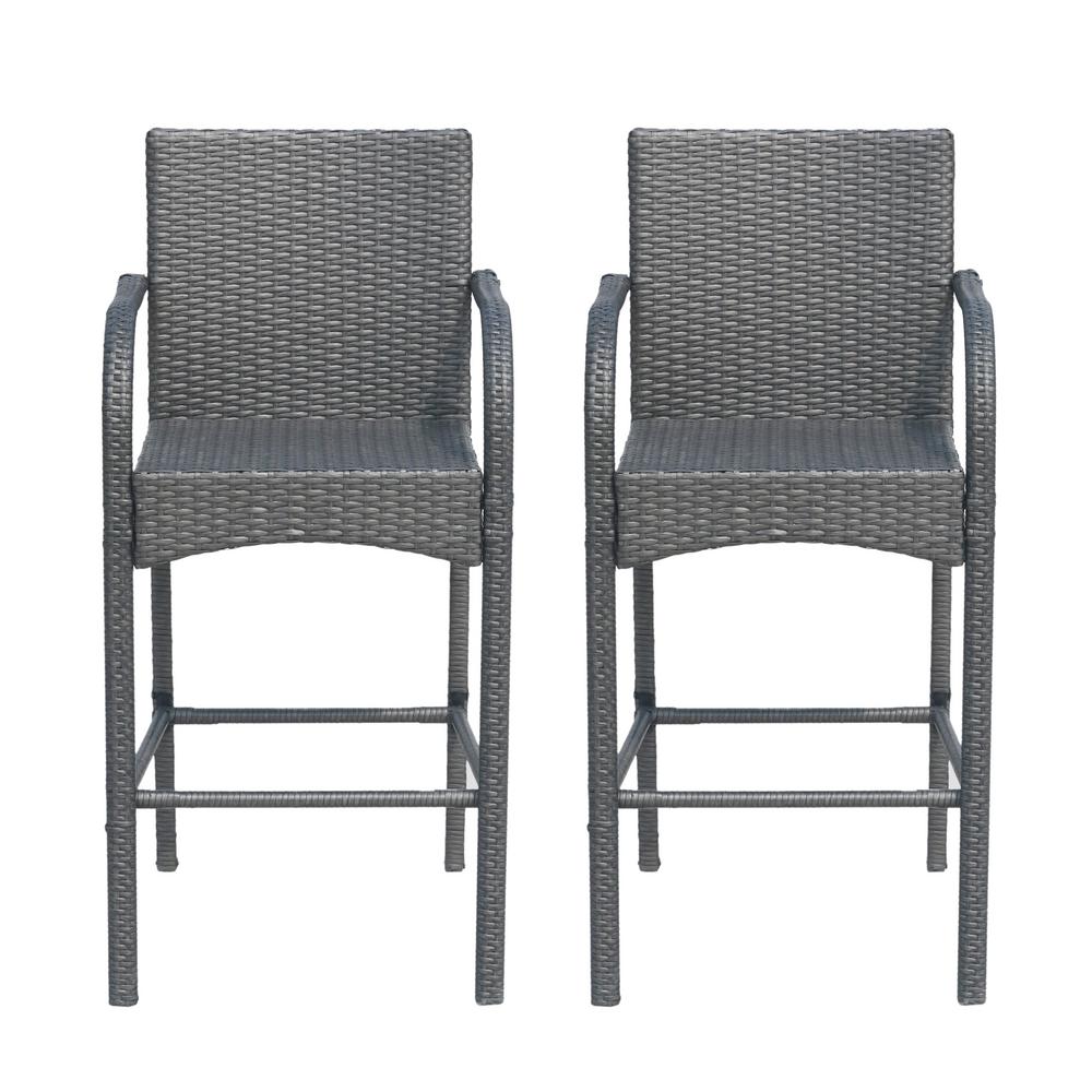 Noble House Cascada Stackable Wicker Outdoor Bar Stool (2-Pack)-70443 ...