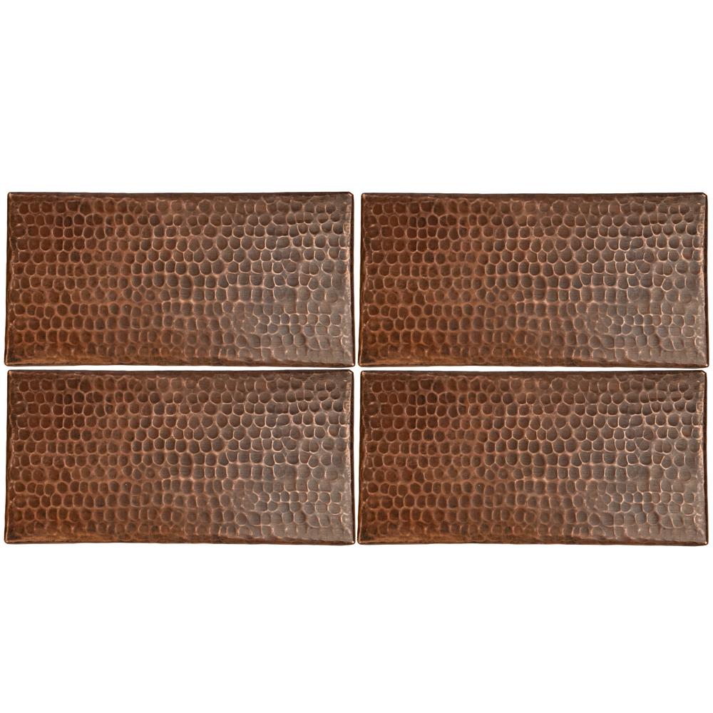 Premier Copper Products 4 In X 8 In Hammered Copper Decorative Wall Tile In Oil Rubbed Bronze 4 Pack T48dbh Pkg4 The Home Depot