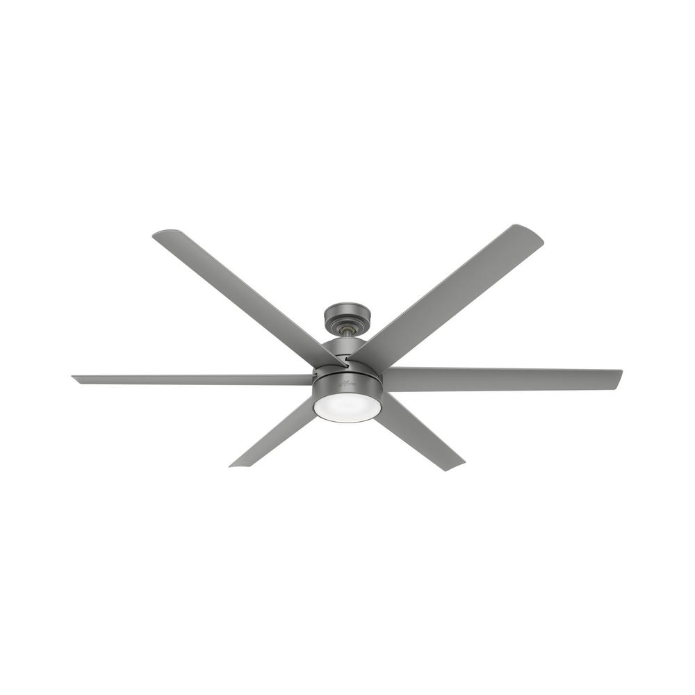 Hunter Solaria 72 in. Integrated LED Outdoor Matte Silver Ceiling Fan with Light Kit and Remote Control