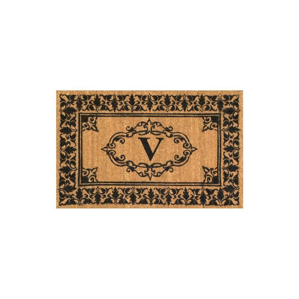 nuLOOM 36 in. x 72 in. Indoor/Outdoor Monogrammed Letter V Door MatNCJC10V306 The