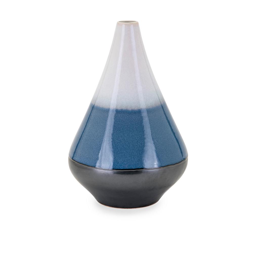 Medium Blue Ceramic Decorative Vase 25534 The Home Depot