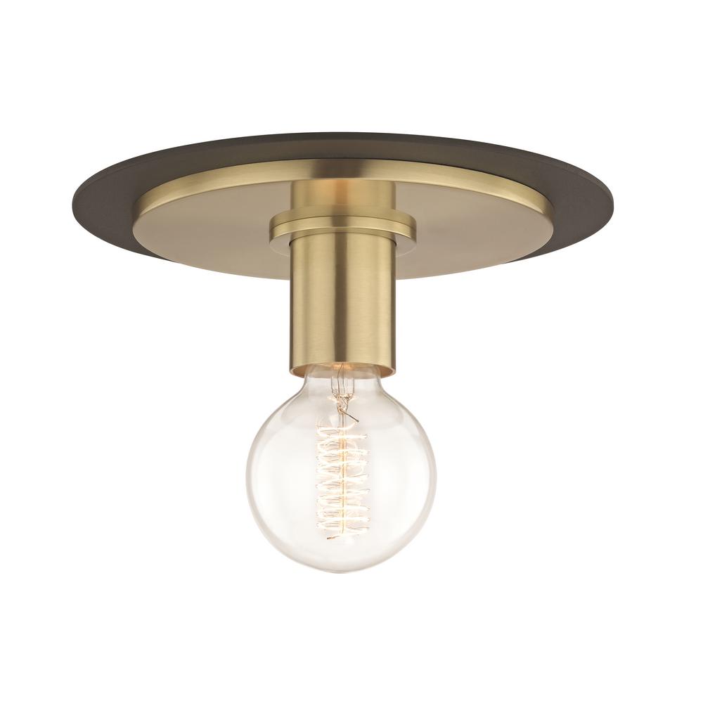 Mitzi By Hudson Valley Lighting Milo 1 Light Aged Br Small Flush Mount With Black Accents Mitzi By Hudson Valley Lighting Milo 1 Light Aged Br Small Flush Mount With Black Accents