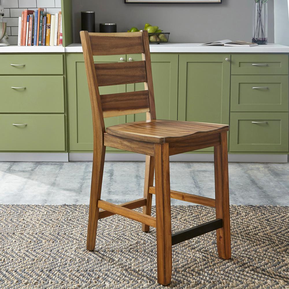 Homestyles Forest Retreat Live Teak Wood Brown High Dining Set Table 4 Stools 5185 359 The Home Depot