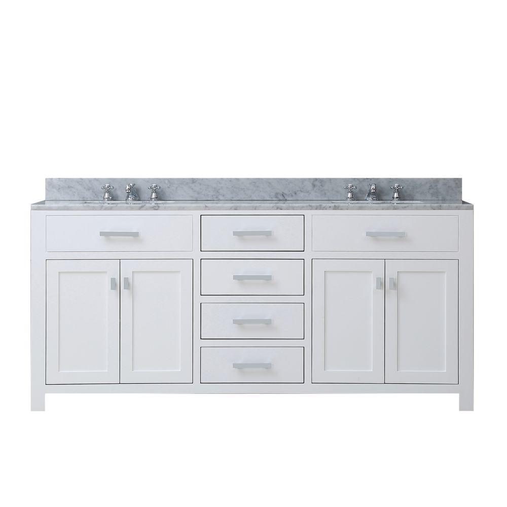 Water Creation Madison 60 In Vanity In Modern White With Marble Vanity Top In Carrara White Madison60w The Home Depot