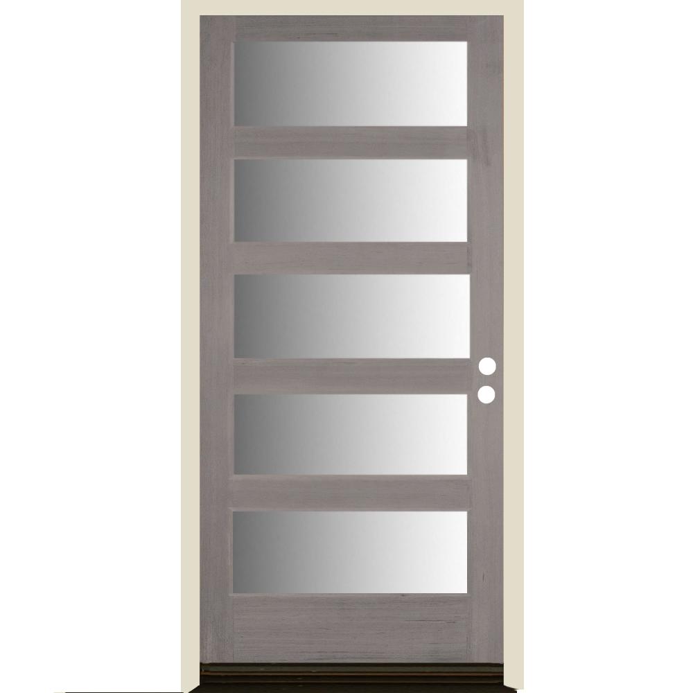 Krosswood Doors 36 in. x 80 in. 5-Lite with Satin Etch ...