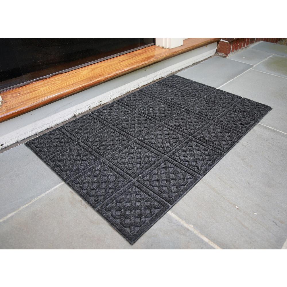 Dark Grey Lattice 24 In X 36 In Door Mat At23dgl The Home Depot