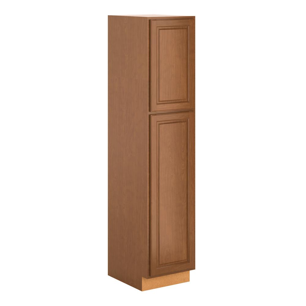 Hampton Bay Madison Assembled 18 x 84 x 24 in. Pantry/Utility in Cognac ...