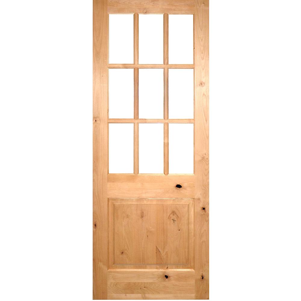 Krosswood Doors 36 in. x 96 in. Rustic Knotty Alder Clear Low-E Glass 9 ...