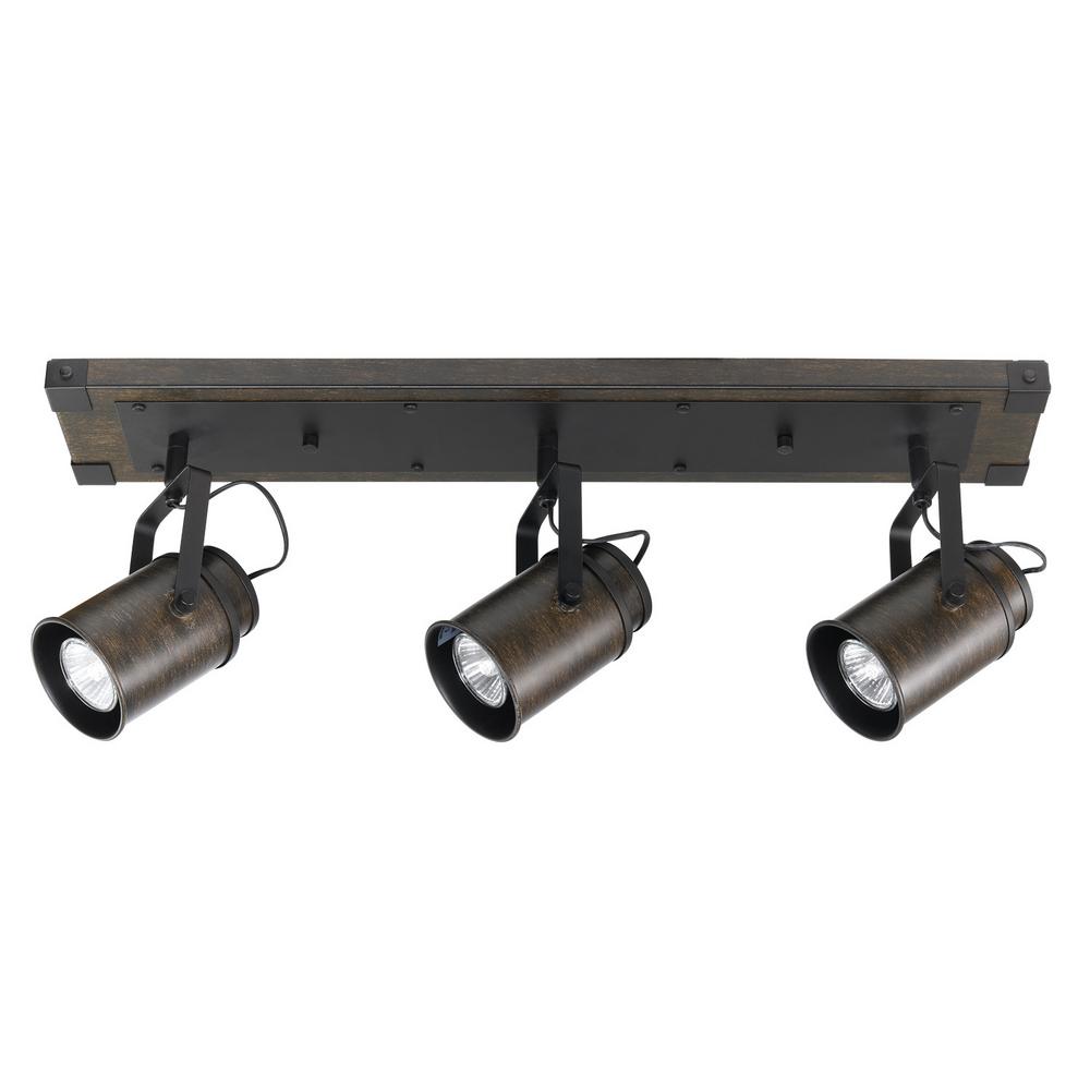 Globe Electric Williamsburg 2 Ft 3 Light Dark Wood Track Lighting