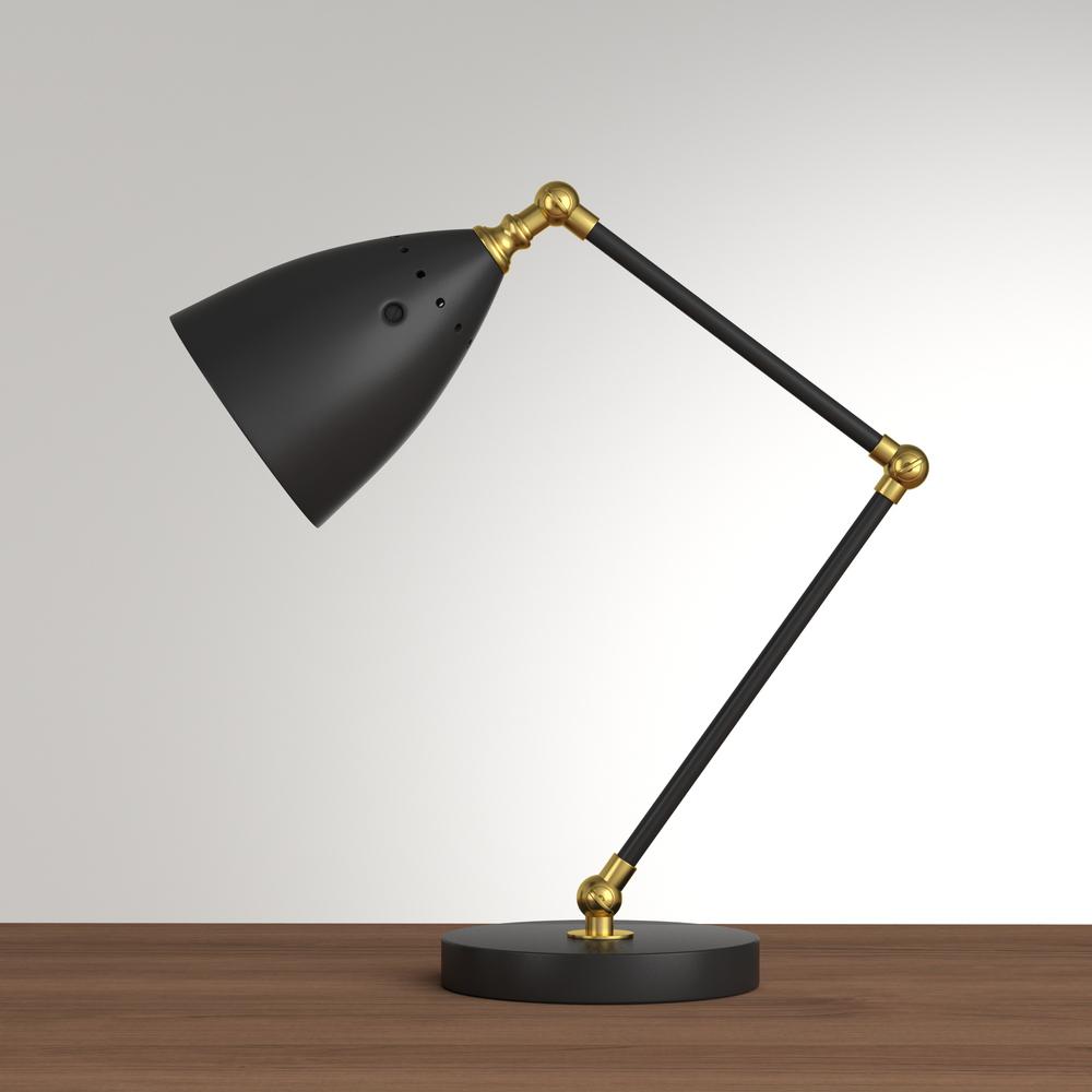 Adesso 16 In Black With Brass Desk Lamp Af42467 The Home Depot