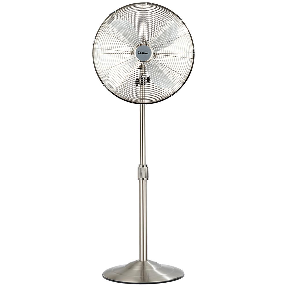 hunter retro 16 in pedestal fan with all metal construction brushed nickel 90438 the home depot electrical box for ceiling installation