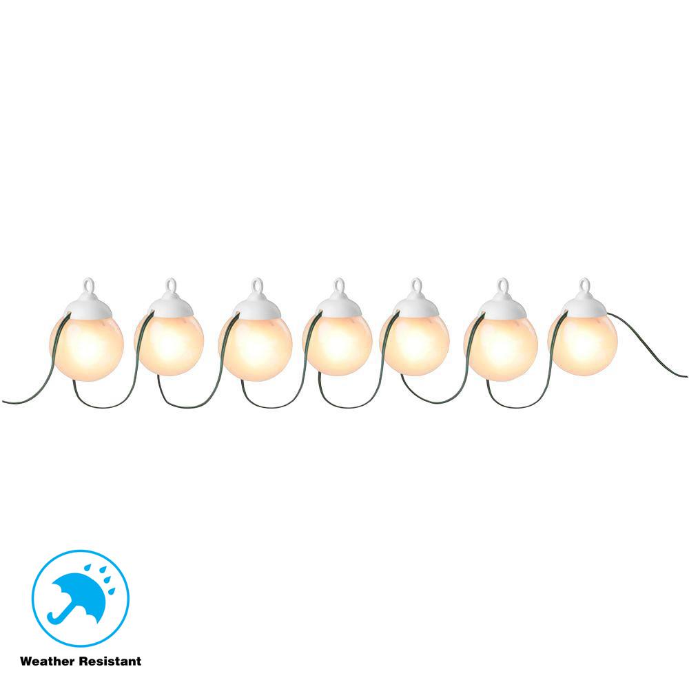7Light White Incandescent Mini Globe Lantern Patio String Light7973