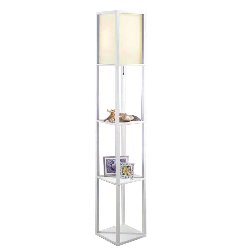 Cresswell 62 8 In White Square Etagere Floor Lamp With Ivory Square Etagere Floor Lamp