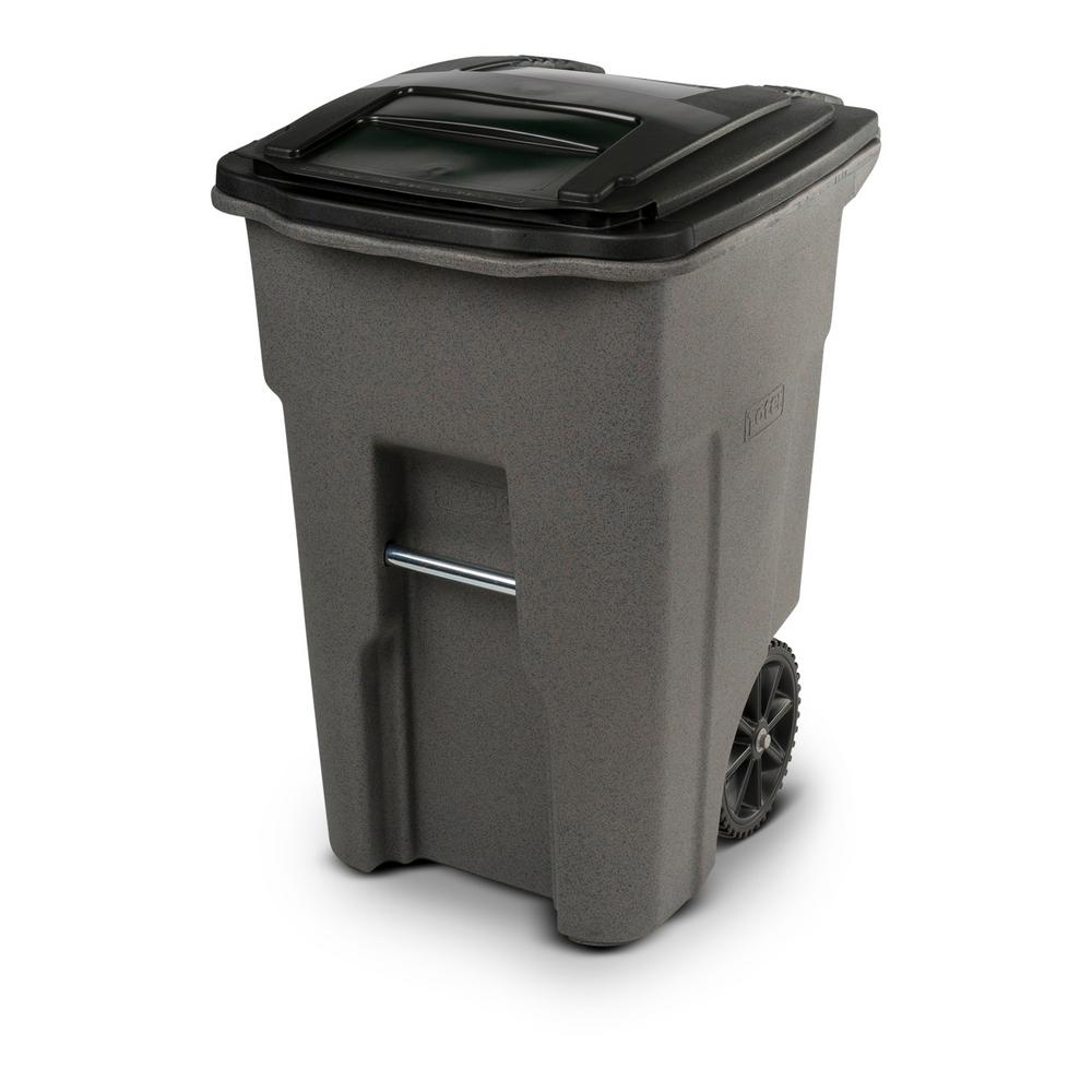Toter 48 Gal Greenstone Trash Can With Wheels And Attached Lid 48 Gal Greystone Trash Can With Wheels And Attached Lid