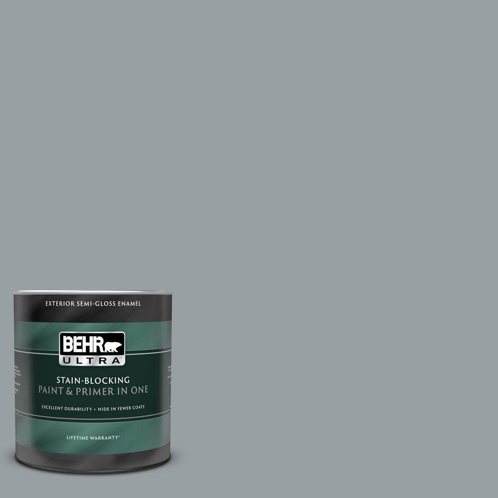 BEHR ULTRA 1 qt. #HDC-SM16-02 River Rock Grey Semi-Gloss Enamel ...