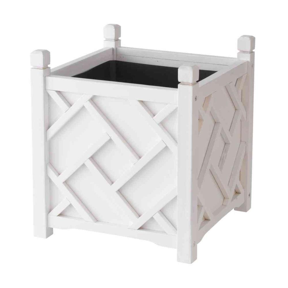Dmc Chippendale 18 In Square White Wood Planter 70210 The Home Depot Square White Wood Planter